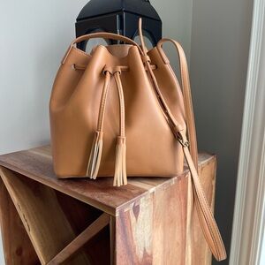 J. Crew | Camel Bucket Crossbody/Shoulder Bag - Drawstring